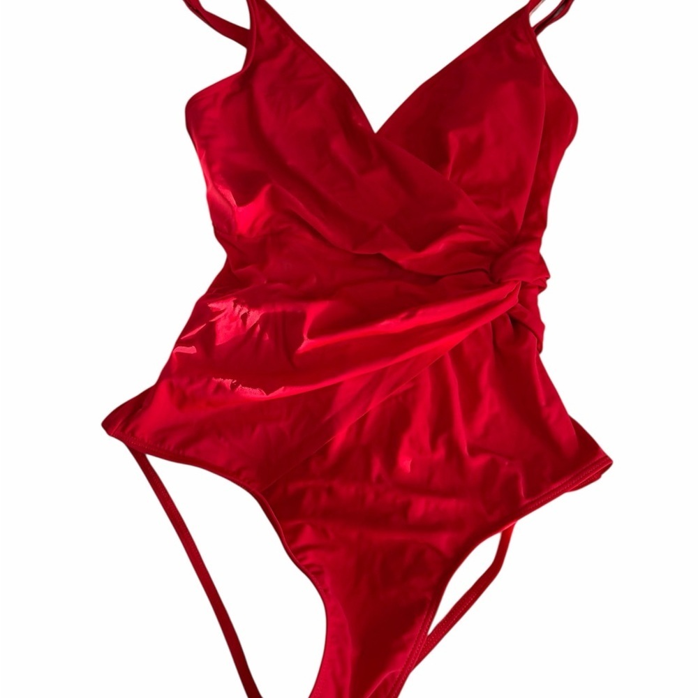 Red One-Piece Twist Tank Swimsuit - Women Swim - Picture 3 of 6